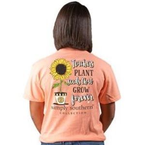 Simply Southern Peach Teacher Shirt size Large